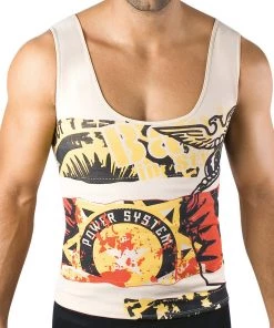 Moldeate Men's Shapewear Compression Vest, Natural, Printed For Men