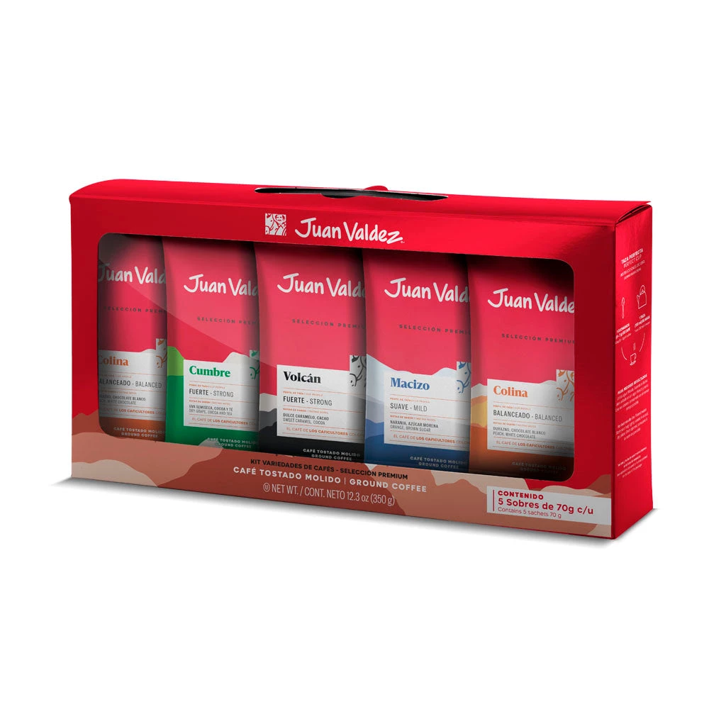 Juan Valdez® Premium Selection Ground Coffee Taster Kit, 5x70g 3 Juan Valdez® Premium Selection Ground Coffee Taster Kit, 5x70g