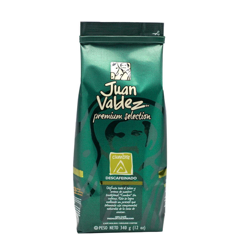 Juan Valdez® Premium Cumbre Decaffeinated Ground Coffee, 340g Pack The Cantina 3 Juan Valdez® Premium Cumbre Decaffeinated Ground Coffee, 340g Pack The Cantina