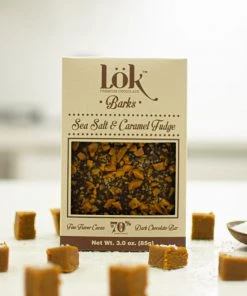 Lök Foods 'Barks' Sea Salt & Caramel Fudge 70% Dark Chocolate Bar, 85g