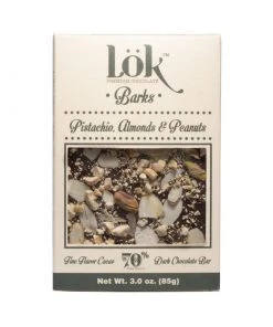 Lök Foods 'Barks' Pistachio, Almond & Peanut 70% Dark Chocolate Bar, 85g