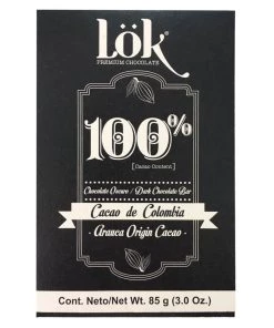 Lök Foods The Cantina Lök Luxury Colombian Arauca Origin 100% Cocoa Dark Chocolate Bar, 85g