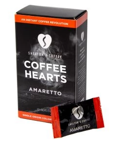 Shelton's 100% Single Origin Colombian Amaretto Instant Coffee Hearts, 10 Box