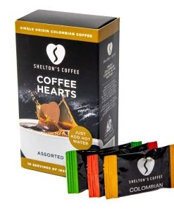 Shelton's 100% Single Origin Colombian Assorted Instant Coffee Hearts, 10 Box The Cantina