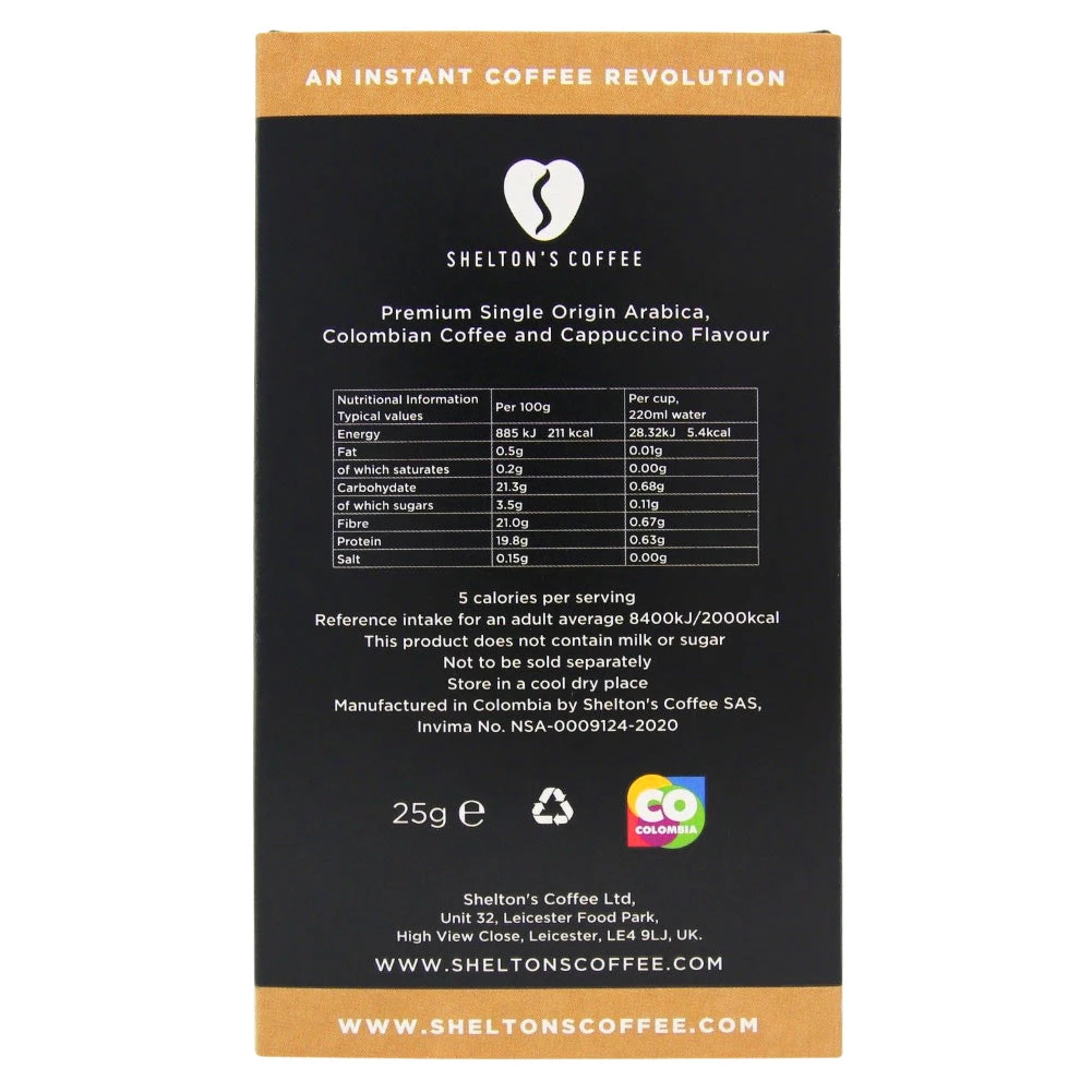 The Cantina Shelton's 100% Single Origin Colombian Cappuccino Instant Coffee Hearts, 10 Box 4 The Cantina Shelton's 100% Single Origin Colombian Cappuccino Instant Coffee Hearts, 10 Box