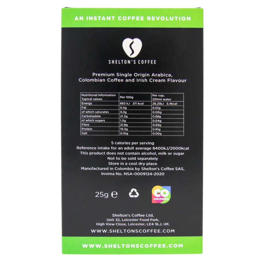 Shelton's 100% Single Origin Colombian Irish Cream Instant Coffee Hearts, 10 Box 4 Shelton's 100% Single Origin Colombian Irish Cream Instant Coffee Hearts, 10 Box