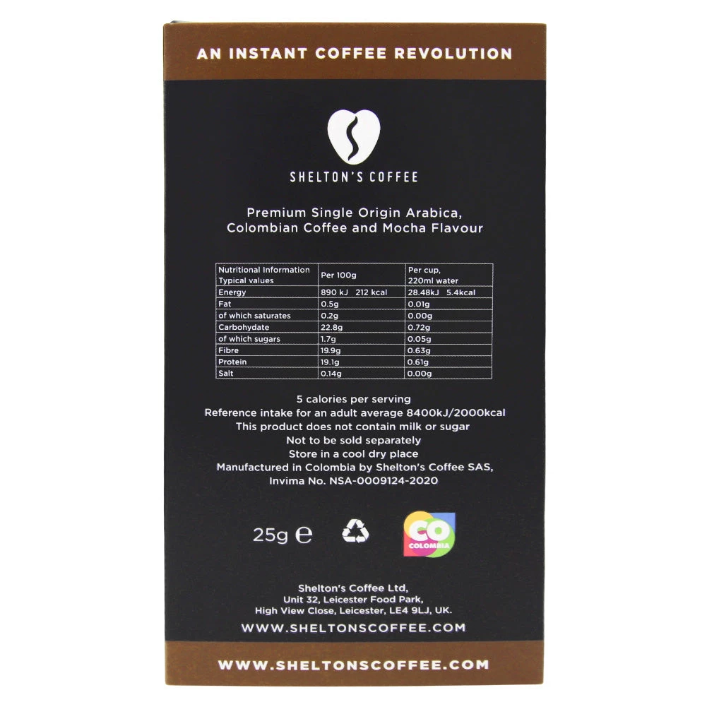 The Cantina Shelton's 100% Single Origin Colombian Mocha Instant Coffee Hearts, 10 Box 4 The Cantina Shelton's 100% Single Origin Colombian Mocha Instant Coffee Hearts, 10 Box