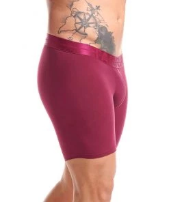 For Men Tarrao Boxer Long Williams Microfibre Men's Underwear, Wine Red