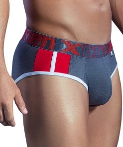 Xtremen Brief Deportivo Bloques Cotton Men's Underwear, Dark Grey For Men