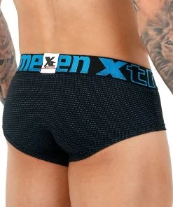 Xtremen Brief Miniprint Microfibre Men's Underwear, Black/Turquoise