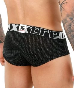 For Men Xtremen Brief Miniprint Microfibre Men's Underwear, Black/White