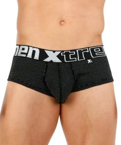 For Men Xtremen Brief Miniprint Microfibre Men's Underwear, Black/White