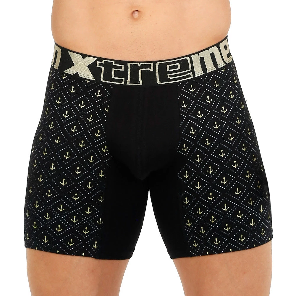 Xtremen Boxer Long Estampado Miniprint Anclas Microfibre Men's Underwear, Black For Men 4 Xtremen Boxer Long Estampado Miniprint Anclas Microfibre Men's Underwear, Black For Men