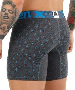 Xtremen Boxer Long Estampado Miniprint Anclas Microfibre Men's Underwear, Dark Grey