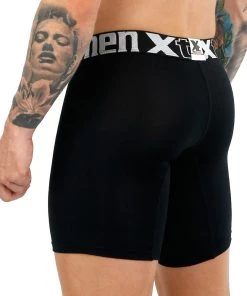 Xtremen Boxer Long Jacquard Mini Cuadros Microfibre Men's Underwear, Black For Men